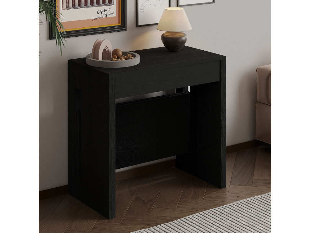 Table repas extensible en bois "Nivo" - 80 x 44 x 76 cm - Noir
