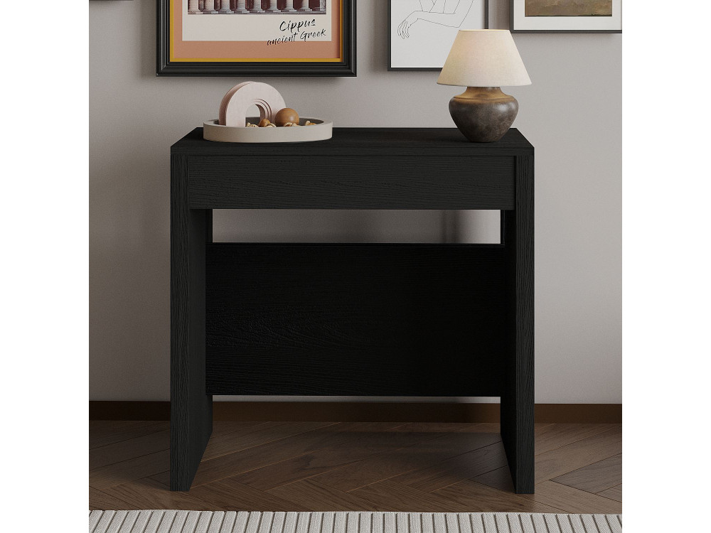 Table repas extensible en bois "Nivo" - 80 x 44 x 76 cm - Noir