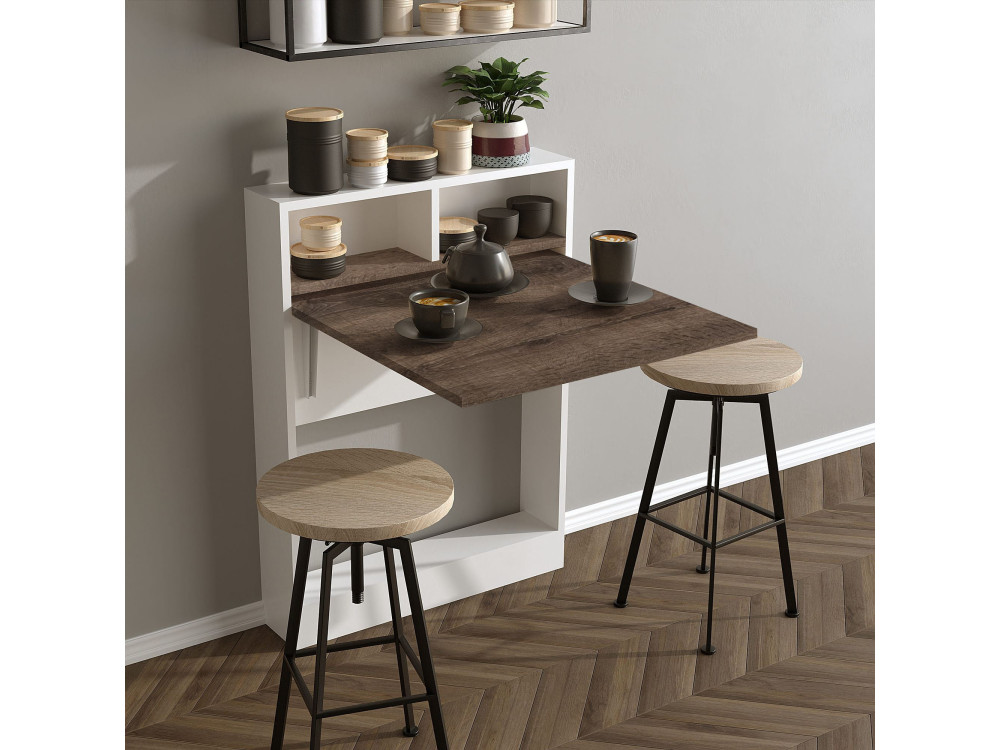 Table de repas pliable en bois "Bracked" - 70 x 15 x 96 cm - Beige