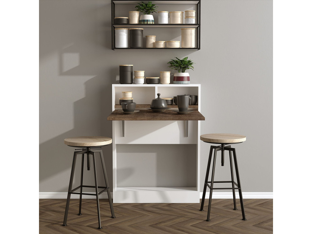 Table de repas pliable en bois "Bracked" - 70 x 15 x 96 cm - Beige
