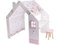 Maisonnette pour enfant en bois "Bianelli" avec bureau - 114 x 93 x 120 cm - Blanc / Menthe - Blanc / Rose