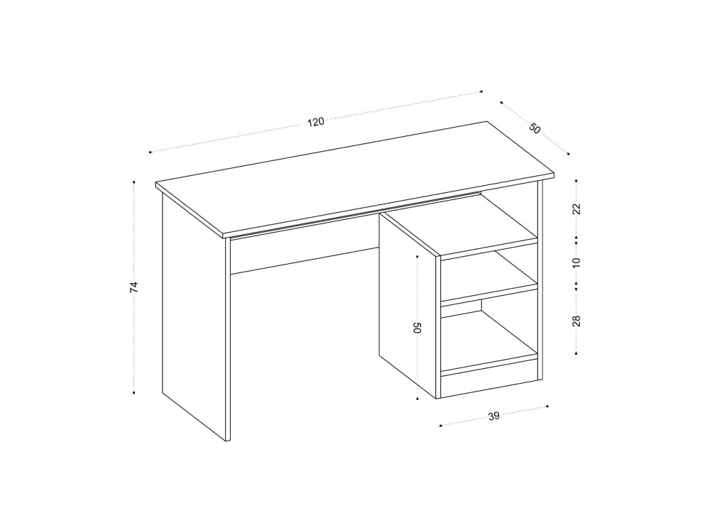 Bureau en bois "Bahar" - 120 x 50 x 74 cm - Blanc