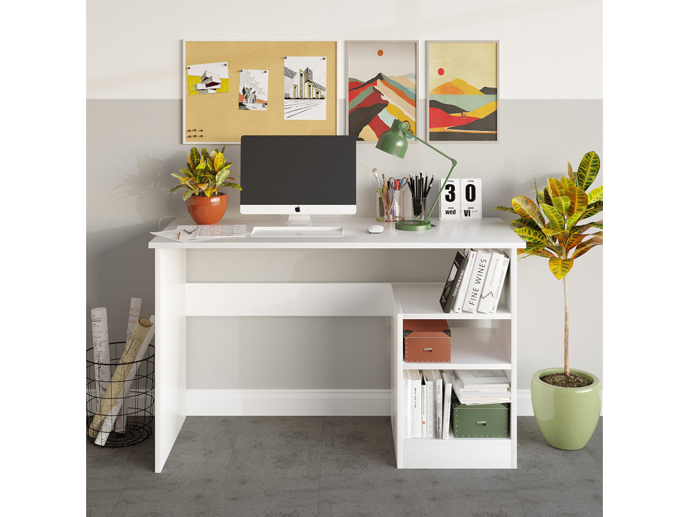 Bureau en bois "Bahar" - 120 x 50 x 74 cm - Blanc
