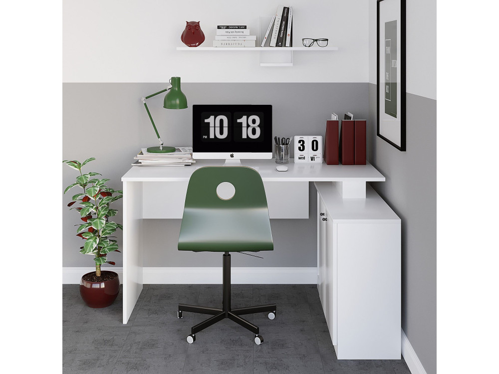 Bureau en bois "Basak" - 130 x 60 x 74 cm - Blanc