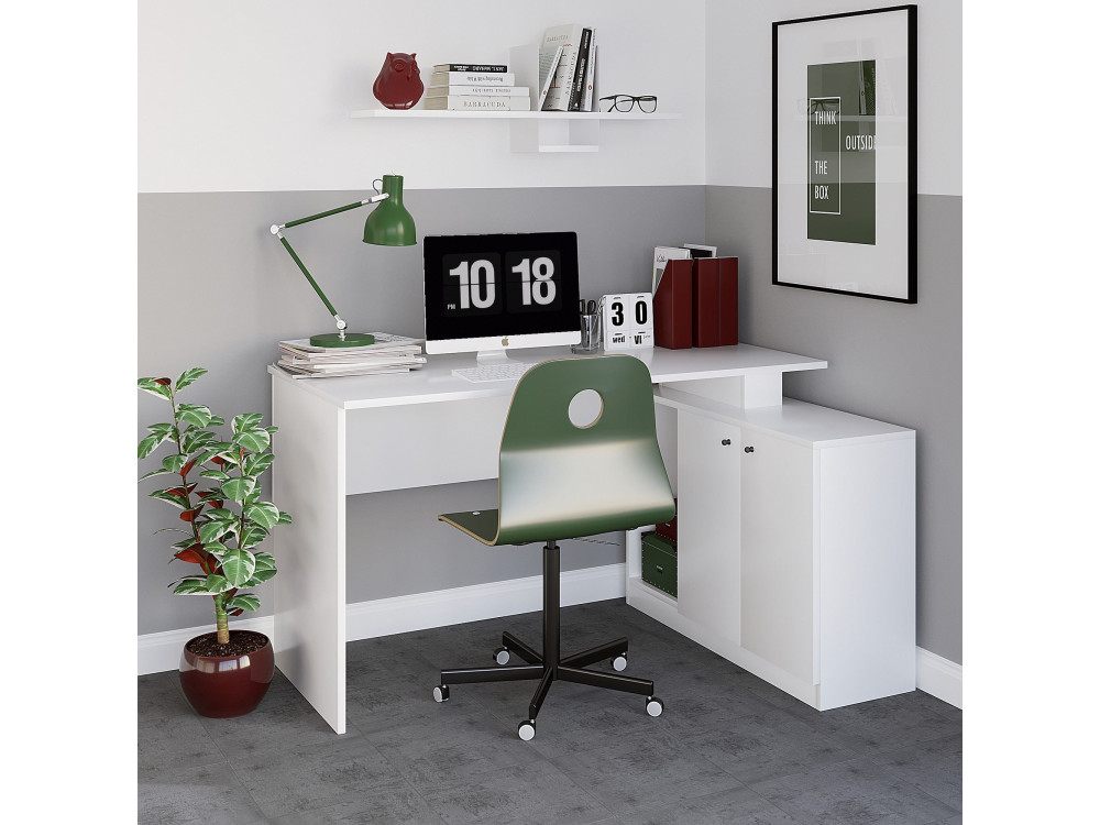 Bureau en bois "Basak" - 130 x 60 x 74 cm - Blanc