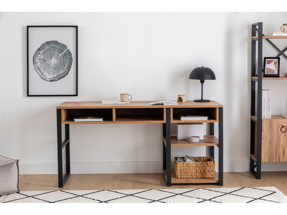 Bureau en bois "Emro" - 150 x 58 x 75 cm - Noyer Noir