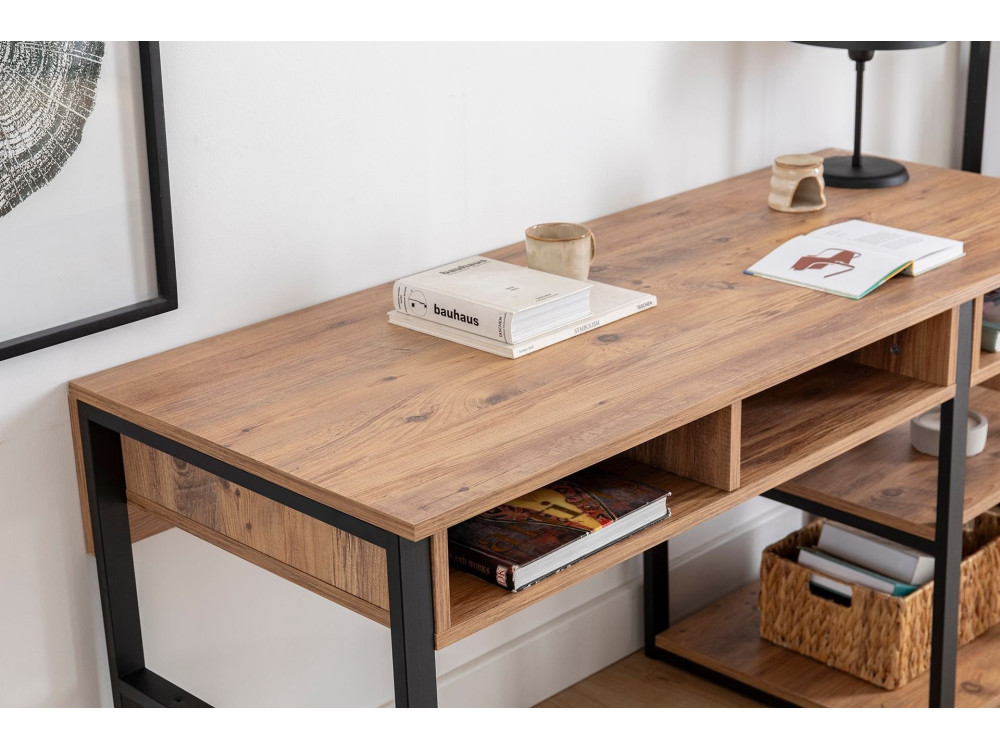 Bureau en bois "Emro" - 150 x 58 x 75 cm - Noyer Noir
