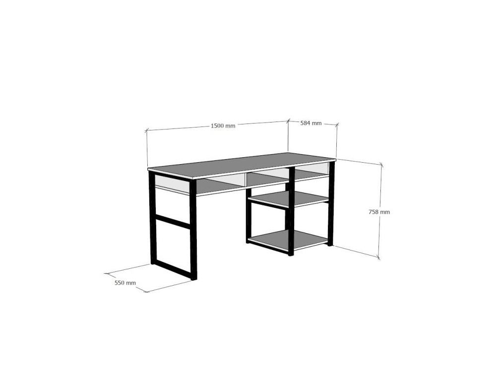 Bureau en bois "Emro" - 150 x 58 x 75 cm - Noyer Noir