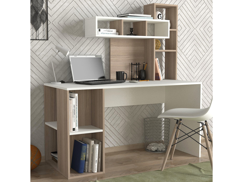 Bureau en bois "Coral" - 140 x 60 x 153 cm - Cordoue blanche