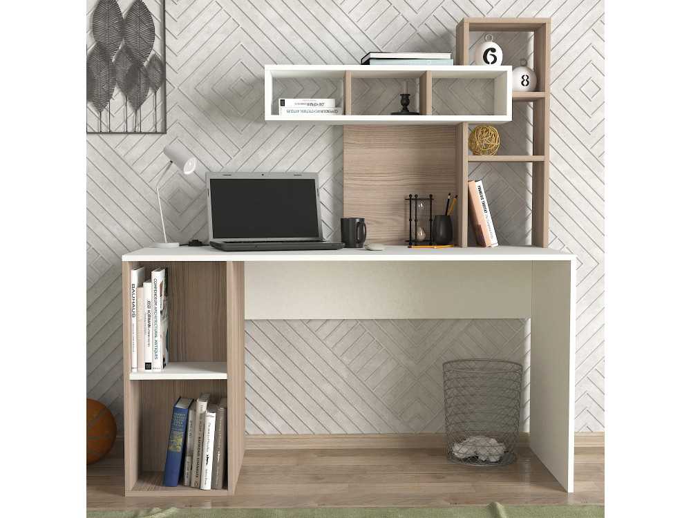 Bureau en bois "Coral" - 140 x 60 x 153 cm - Cordoue blanche