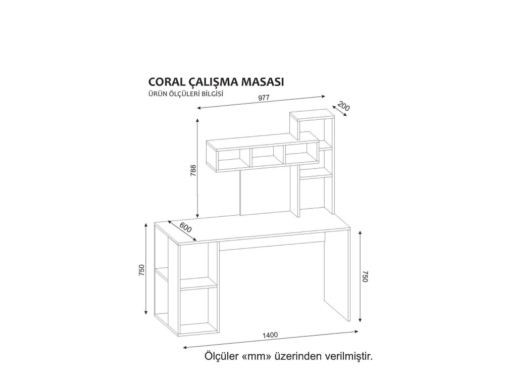 Bureau en bois "Coral" - 140 x 60 x 153 cm - Cordoue blanche