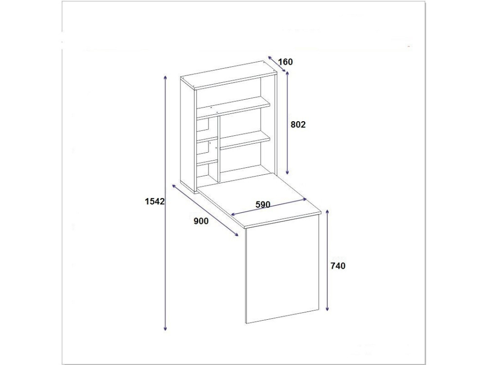 Bureau en bois "Sedir" - 90 x 59 x 154 cm - Anthracite
