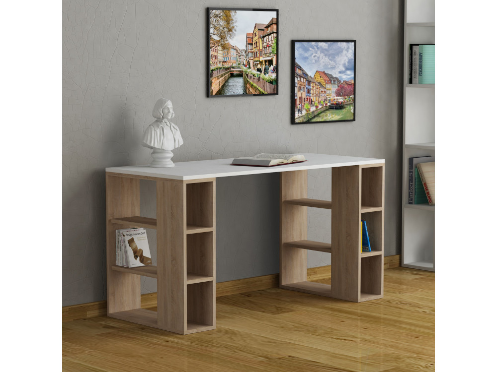 Bureau en bois "Colmar" - 140 x 75 x 60 cm - Blanc