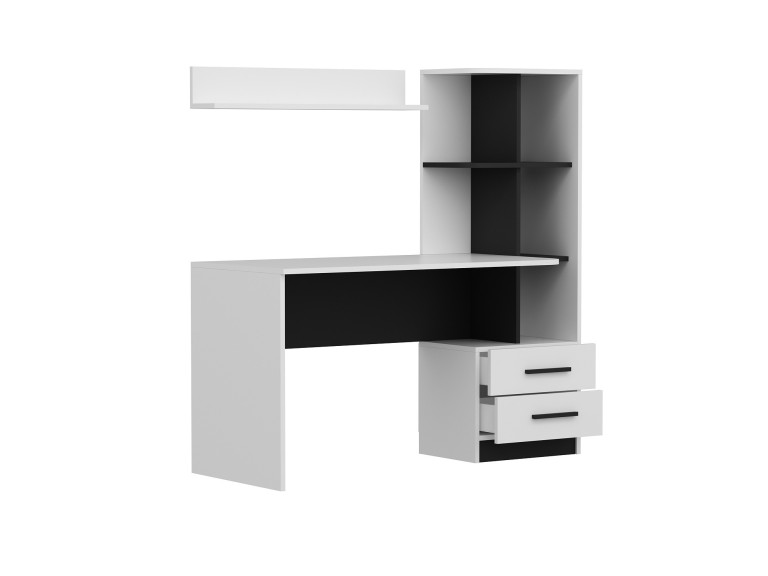 Bureau en bois "Alaska" - 146 x 60 x 142 cm - Blanc, Noir