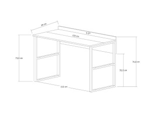 Bureau en bois "Rana" - 120 x 75 x 60 cm - Noyer, Noir