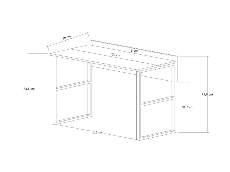 Bureau en bois "Rana" - 120 x 75 x 60 cm - Noyer, Noir