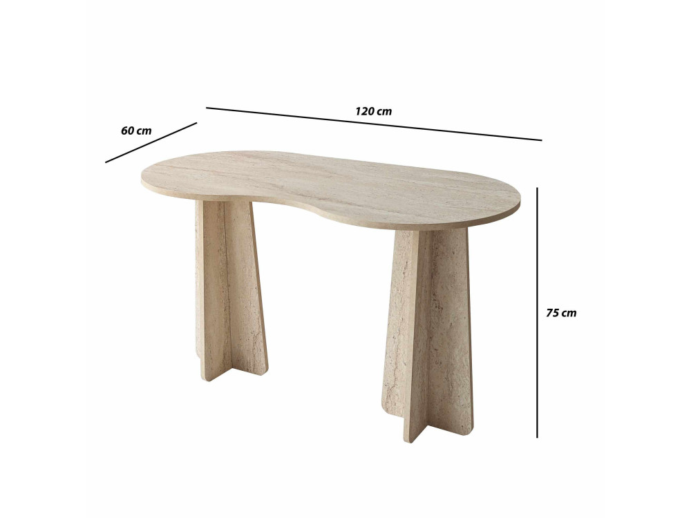 bureau en bois "infini" 120 x 60 x 75 cm - Travertin