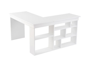 bureau en bois "Vesper" 130 x 120 x 72 cm - Blanc naturel