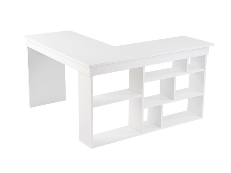 bureau en bois "Vesper" 130 x 120 x 72 cm - Blanc naturel