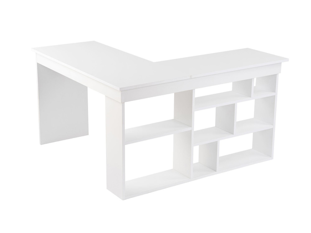 bureau en bois "Vesper" 130 x 120 x 72 cm - Blanc naturel
