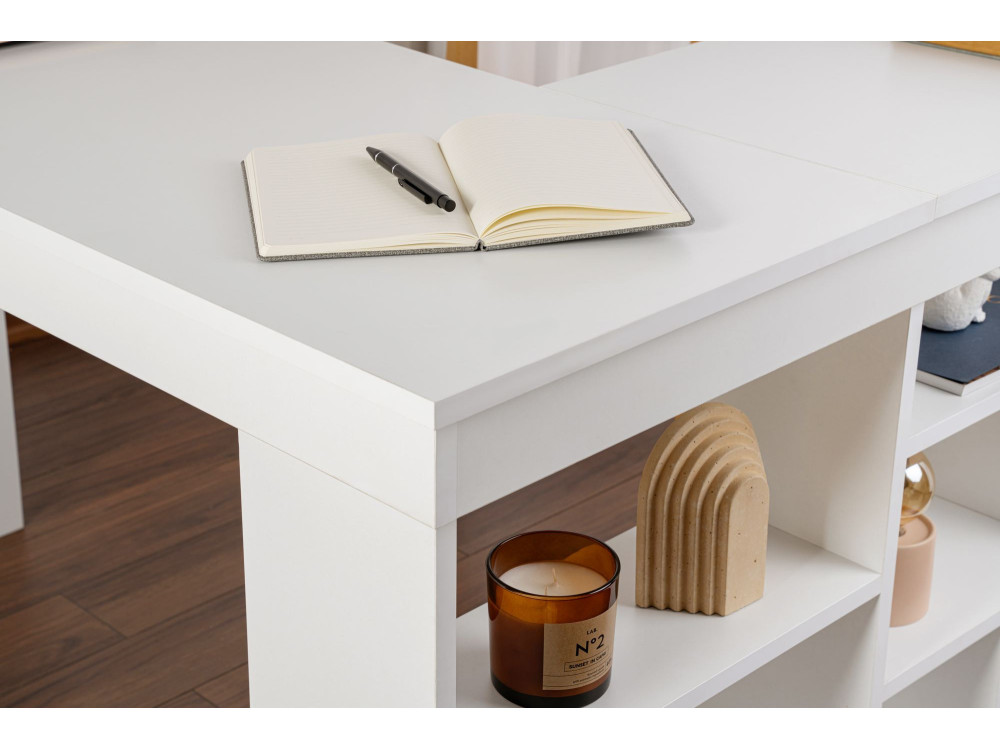 bureau en bois "Vesper" 130 x 120 x 72 cm - Blanc naturel
