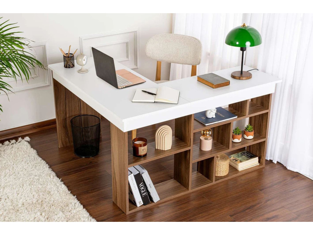 bureau en bois "Vesper" 130 x 120 x 72 cm - Noyer