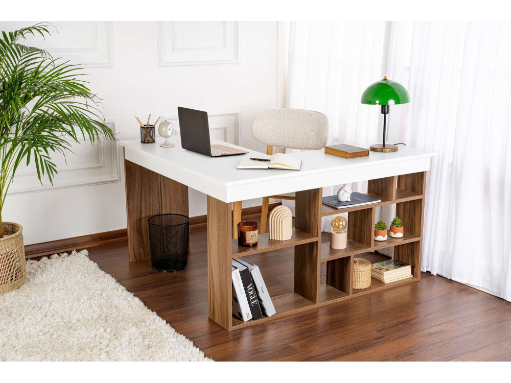 bureau en bois "Vesper" 130 x 120 x 72 cm - Noyer
