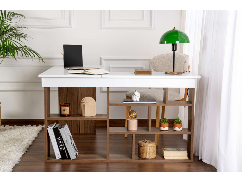 bureau en bois "Vesper" 130 x 120 x 72 cm - Noyer