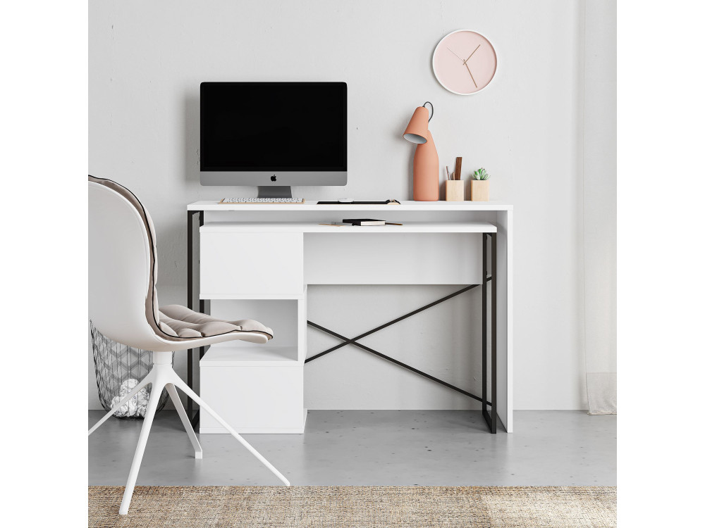Bureau modulable en bois "Badau" - 110 x 102 x 77 cm - Blanc
