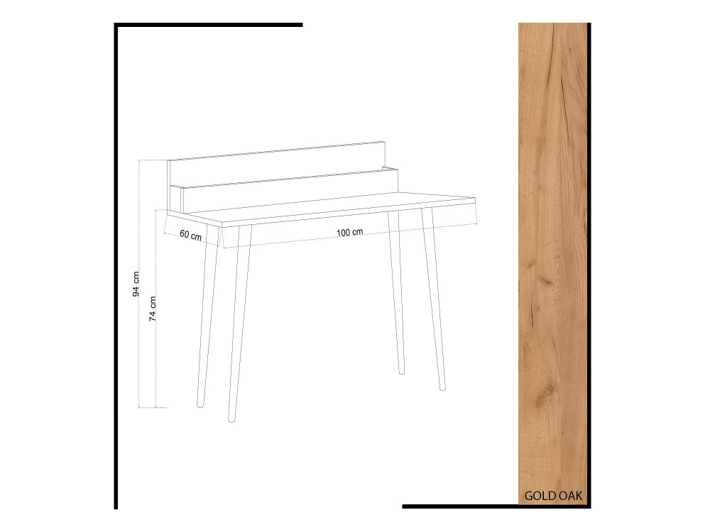 Bureau avec étagère en bois "Rammi" - 100 x 60 x 94 cm - Marron