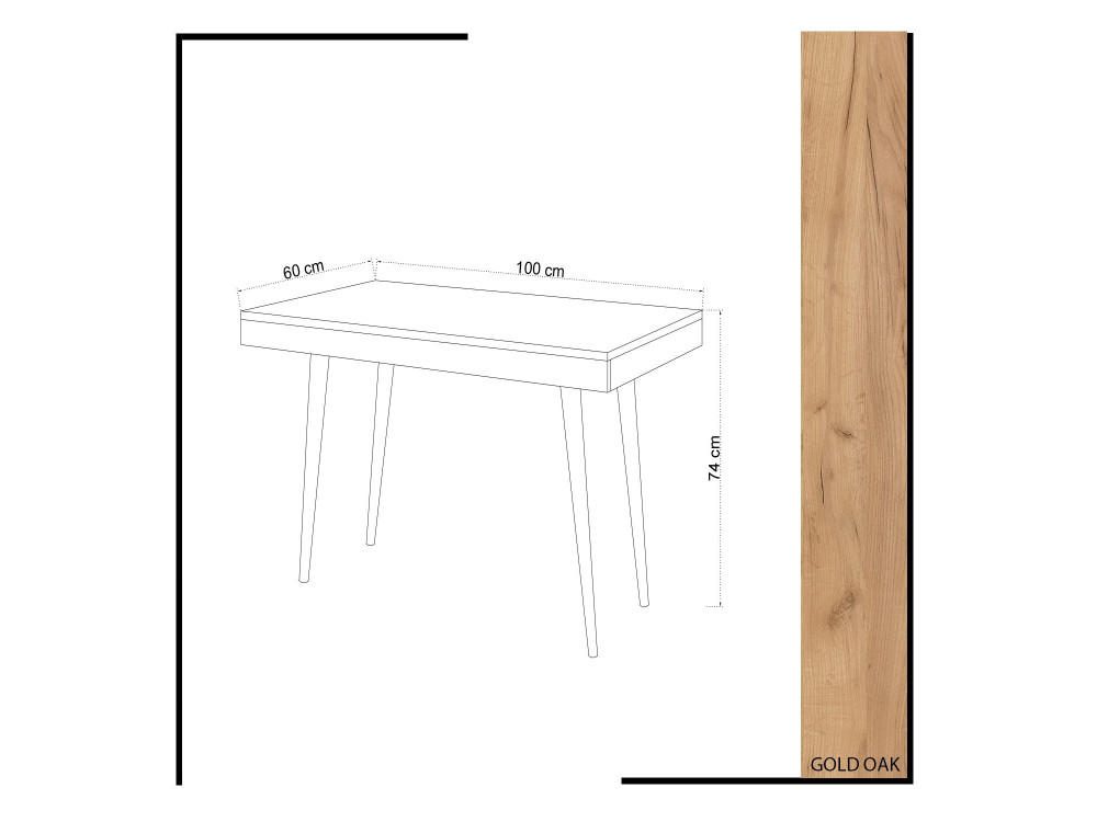 Bureau en bois "Valencia" - 100 x 60 x 74 cm - Marron