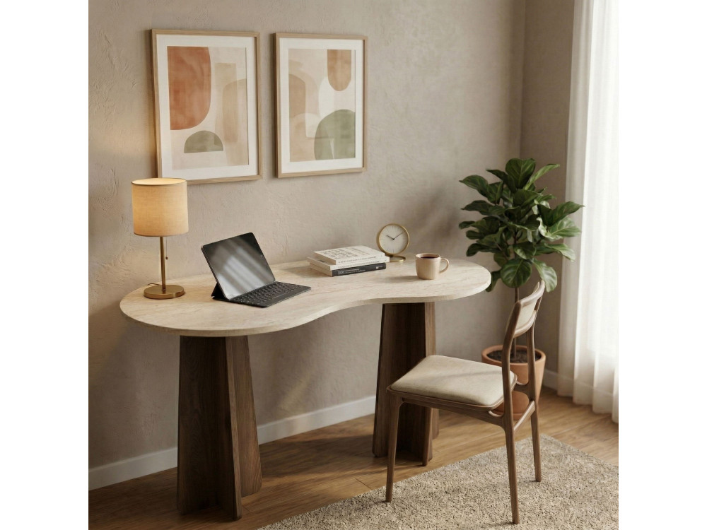 Bureau en bois "Infini" - 120 x 60 x 75 cm - Travertin