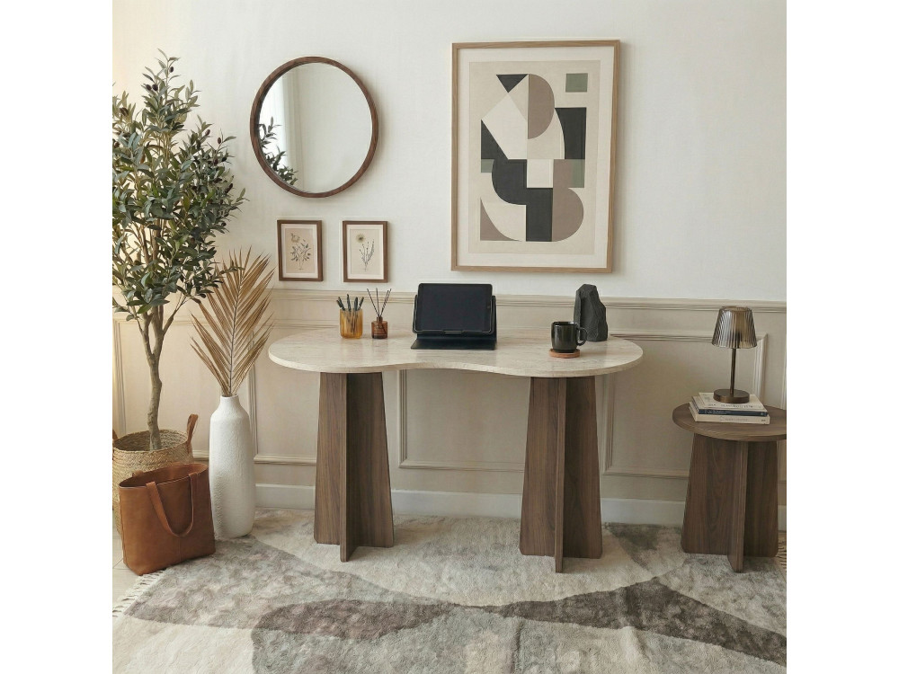Bureau en bois "Infini" - 120 x 60 x 75 cm - Travertin