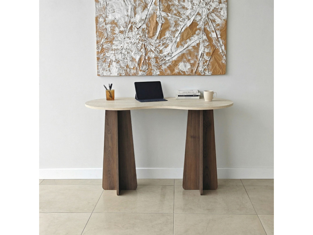 Bureau en bois "Infini" - 120 x 60 x 75 cm - Travertin
