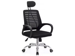 Chaise de bureau ergonomique réglable en hauteur avec appuie tête "Sébastien" - Noir