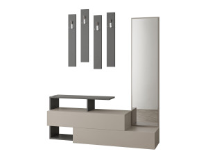 Meuble d'entrée avec miroir en bois "Ramda" - 137 x 35 x 154 cm - Gris anthracite