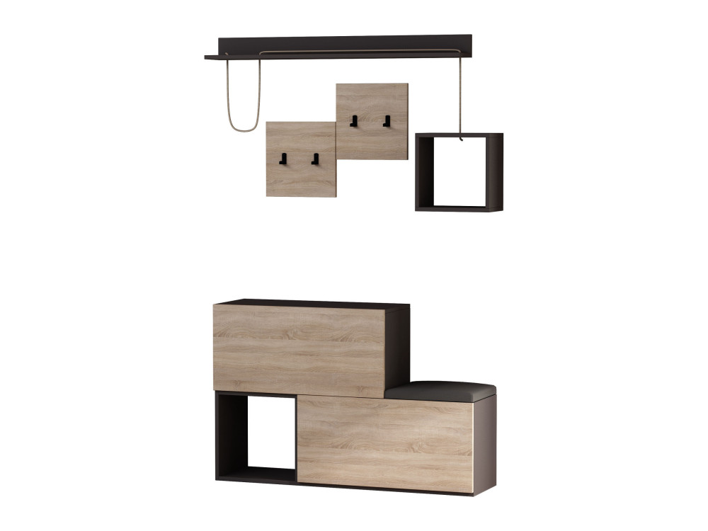 Meuble d'entrée en bois "Holdon" - 120 x 32 x 78 cm - Gris anthracite