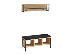 Meuble d'entrée avec assise en bois "Shana" - 100 x 35 x 43 cm - Beige