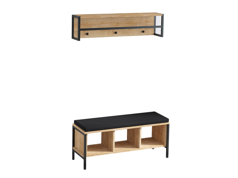 Meuble d'entrée avec assise en bois "Shana" - 100 x 35 x 43 cm - Beige