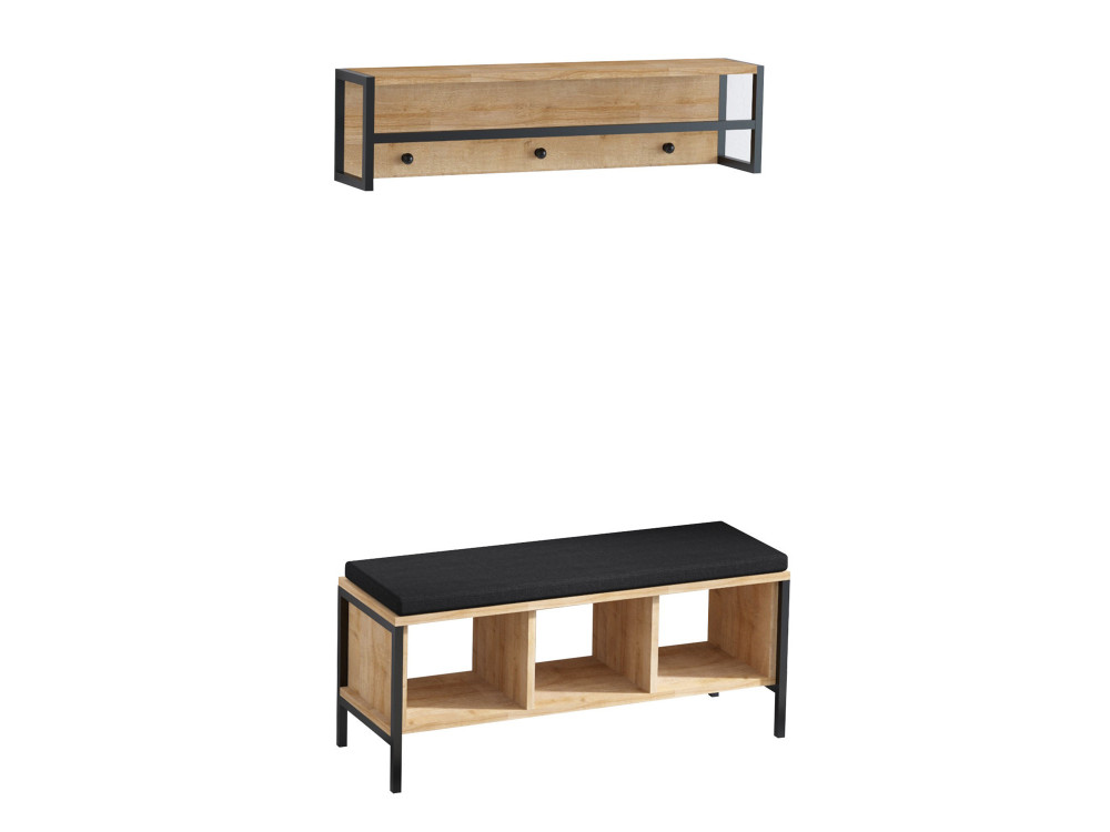 Meuble d'entrée avec assise en bois "Shana" - 100 x 35 x 43 cm - Beige