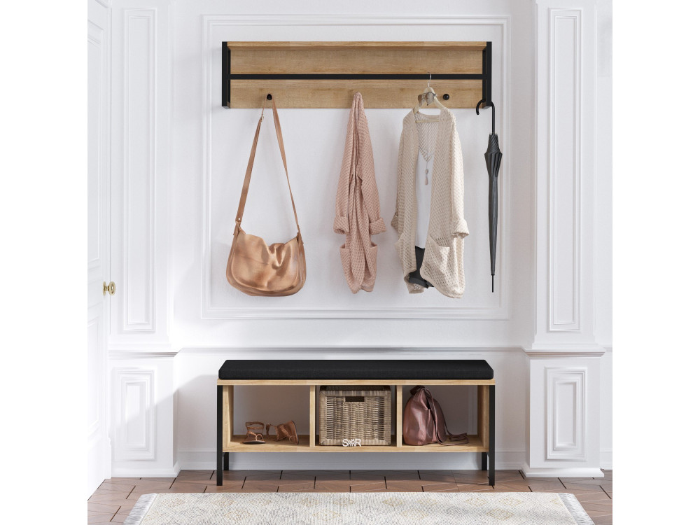 Meuble d'entrée avec assise en bois "Shana" - 100 x 35 x 43 cm - Beige