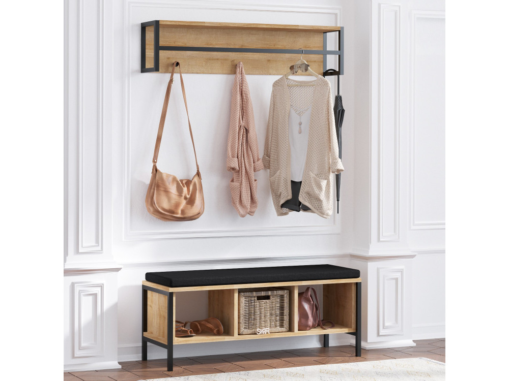 Meuble d'entrée avec assise en bois "Shana" - 100 x 35 x 43 cm - Beige