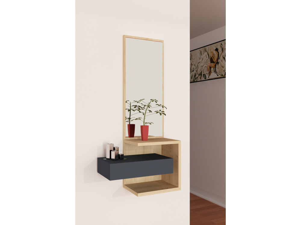 Meuble d'entrée en bois "Stella" - 49 x 31 x 90 cm - ChêneAnthracite