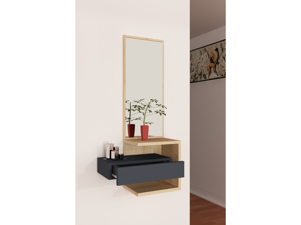 Meuble d'entrée en bois "Stella" - 49 x 31 x 90 cm - ChêneAnthracite