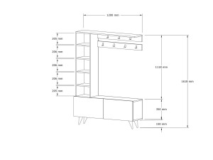 Meuble d'entrée en bois "Hale" - 120 x 32 x 161 cm - Noyer