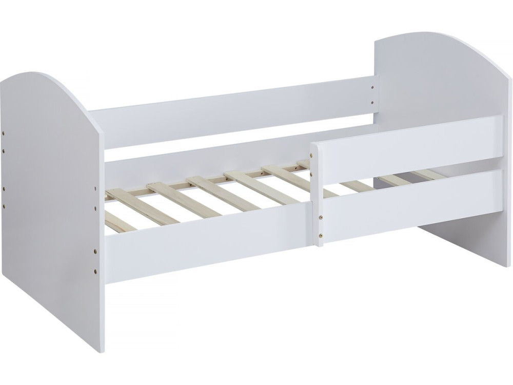 Lit enfant avec barrière "Victoria" - Bois - Blanc - 80 x 160 cm
