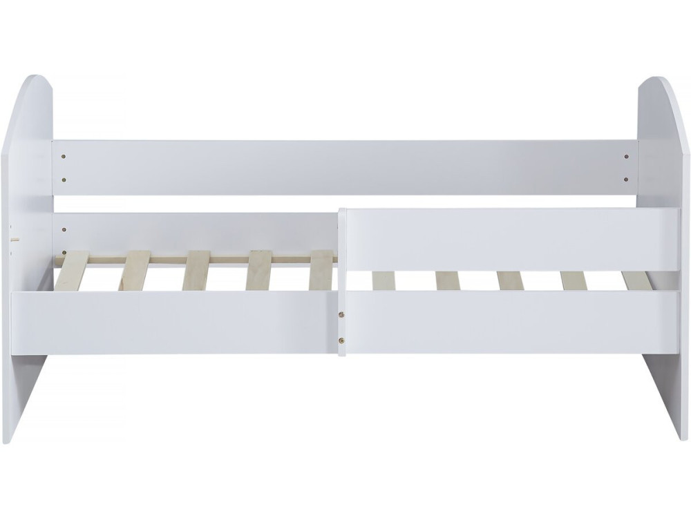 Lit enfant avec barrière "Victoria" - Bois - Blanc - 80 x 160 cm