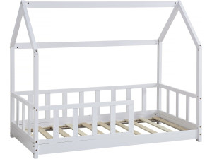 Lit cabane en bois "Charlotte"  - Blanc - 80 x 160 cm