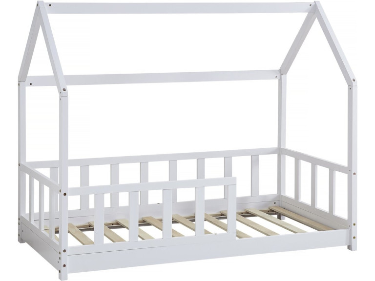Lit cabane en bois "Charlotte"  - Blanc - 80 x 160 cm