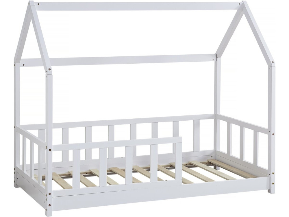 Lit cabane en bois "Charlotte"  - Blanc - 80 x 160 cm